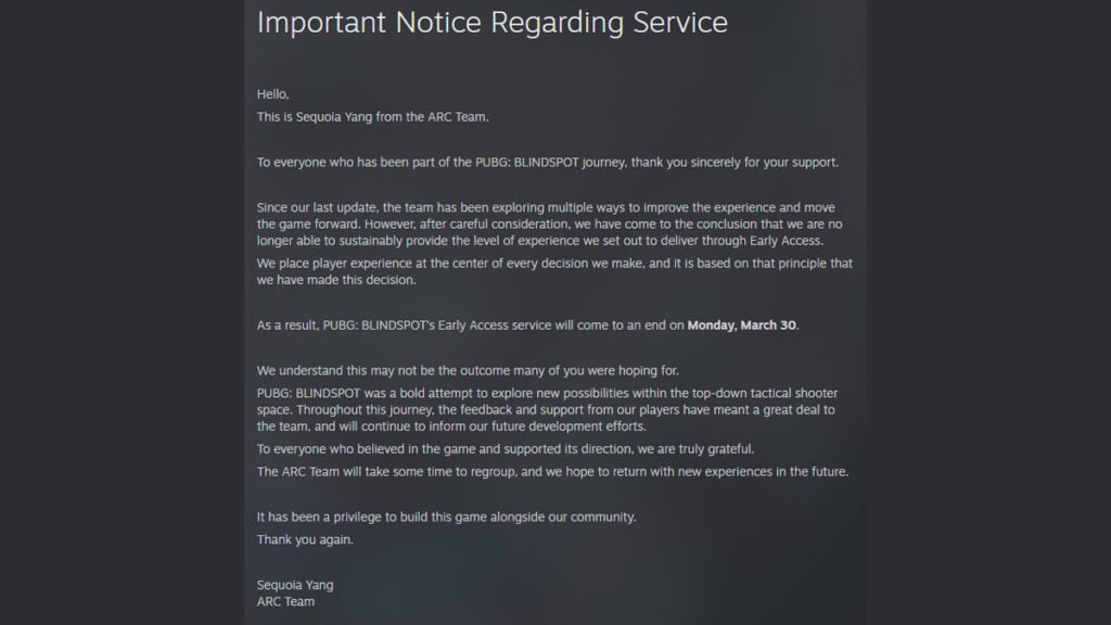 Pengumuman dari pengembang