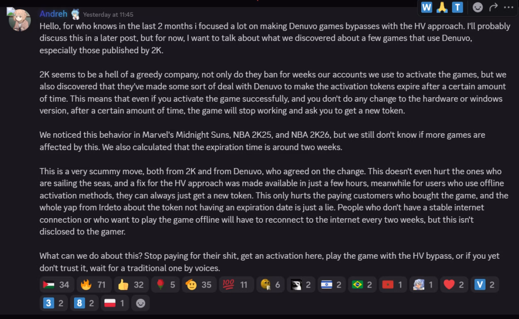 Sistem DRM Denuvo Baru Dilaporkan Paksa Gamer Online Tiap 14 Hari Sekali 5 DRM Denuvo 2K