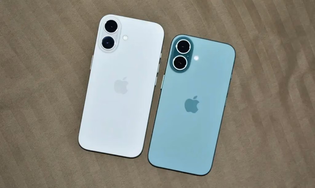 iphone 17 white with iphone 16 in teal