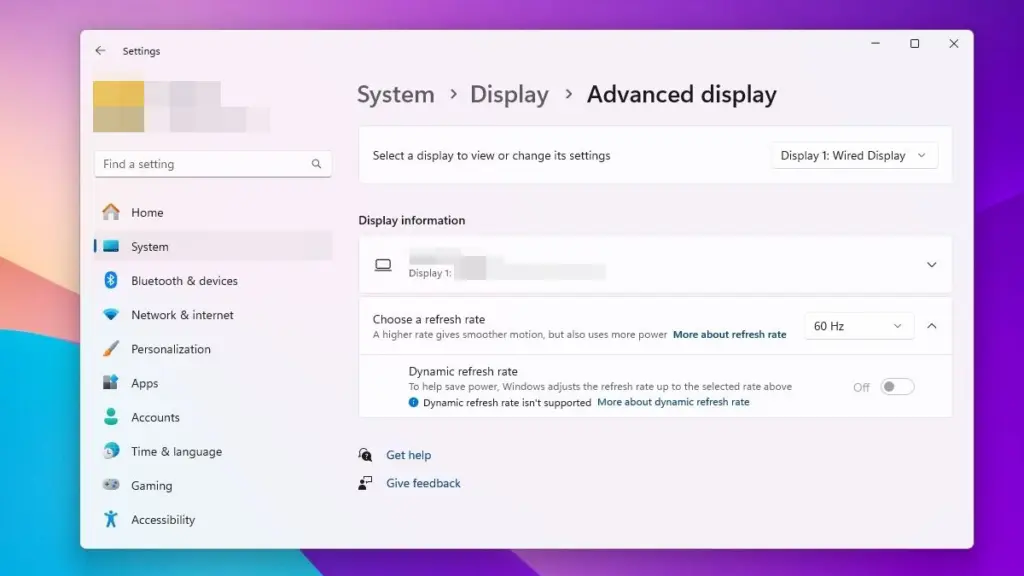 Refresh Rate Windows 11